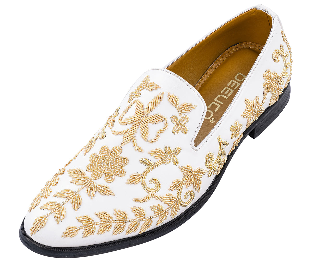 Deeuco Premium White Hand Zardozi embroidery Jutti