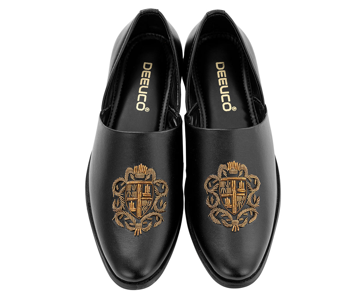 Deeuco Premium Black Traditional Zardozi embroidery Jutti