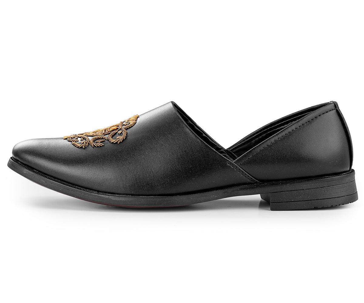 Deeuco Premium Black Traditional Zardozi embroidery Jutti