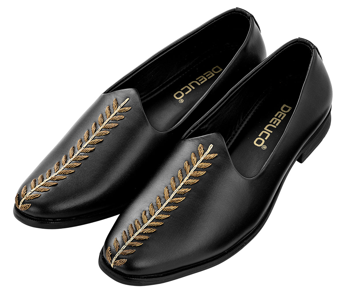 Deeuco Premium Black Traditional Handcrafted Zardozi embroidery Jutti