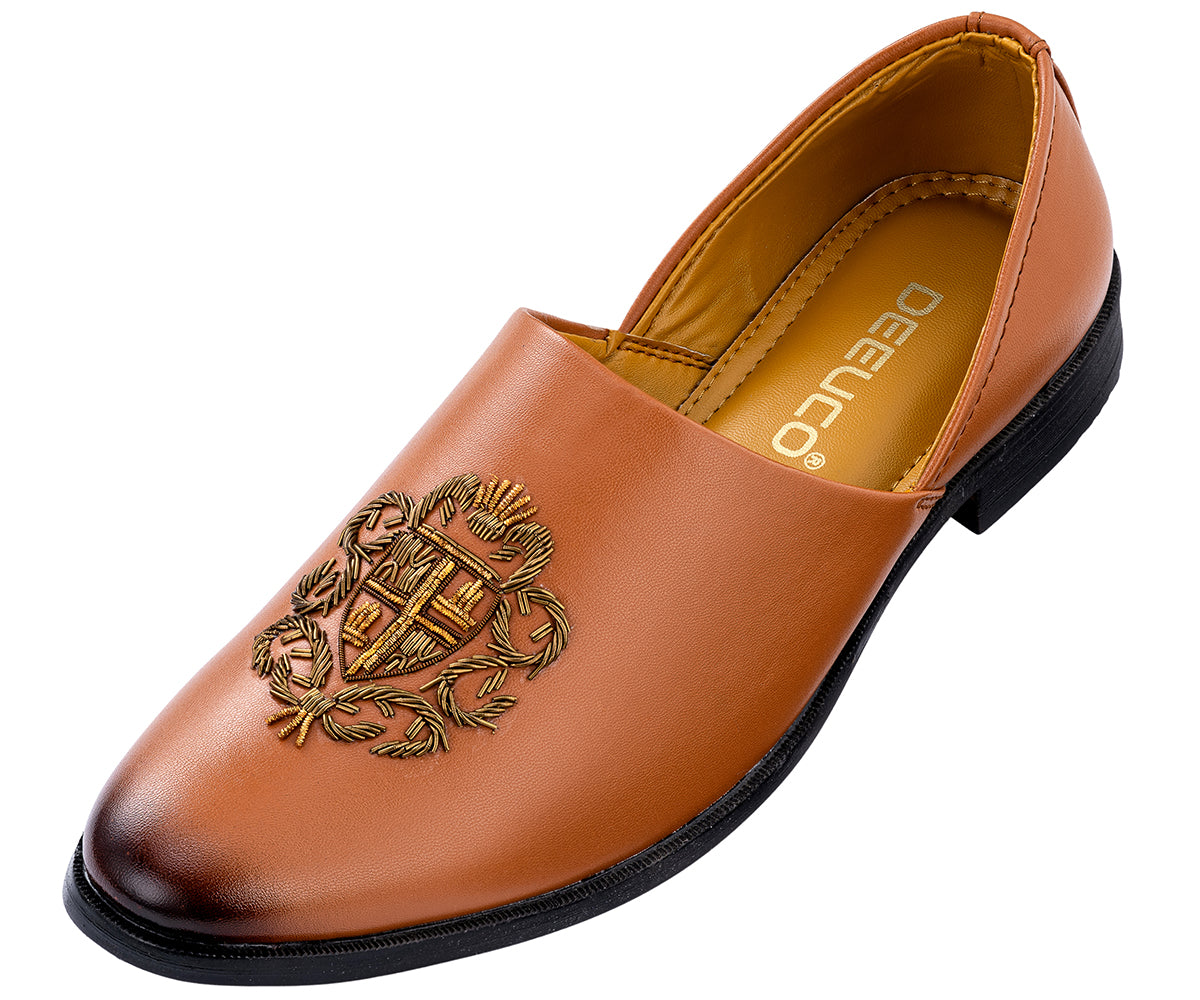 Deeuco Premium Tan Traditional Handcrafted Zardozi embroidery Jutti