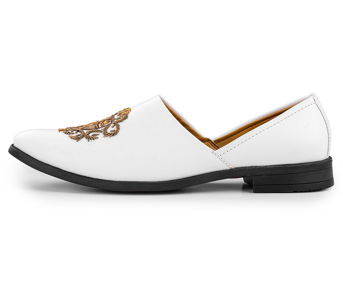Deeuco Premium White Traditional Zardozi embroidery Jutti