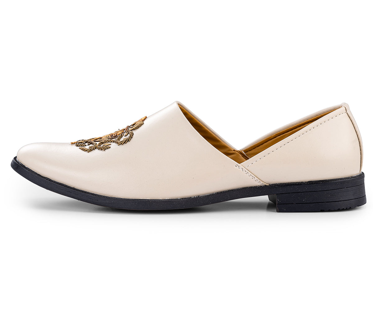 Deeuco Premium Cream Traditional Zardozi embroidery Jutti