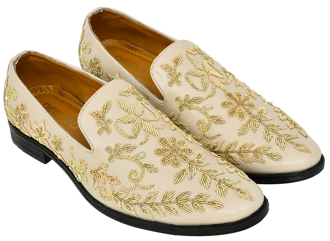 Deeuco Premium Cream Hand Zardozi embroidery Jutti