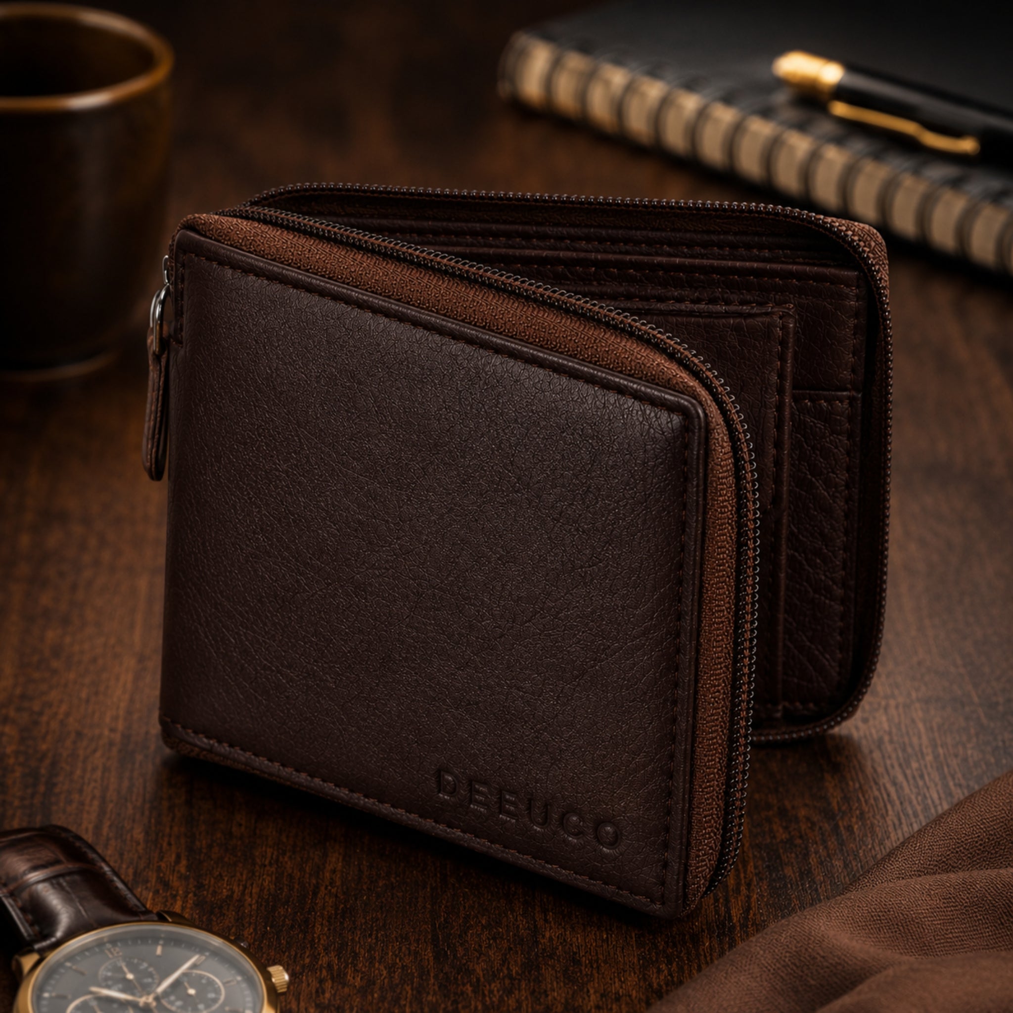 Deeuco Men's Brown Genuine Leather Wallet