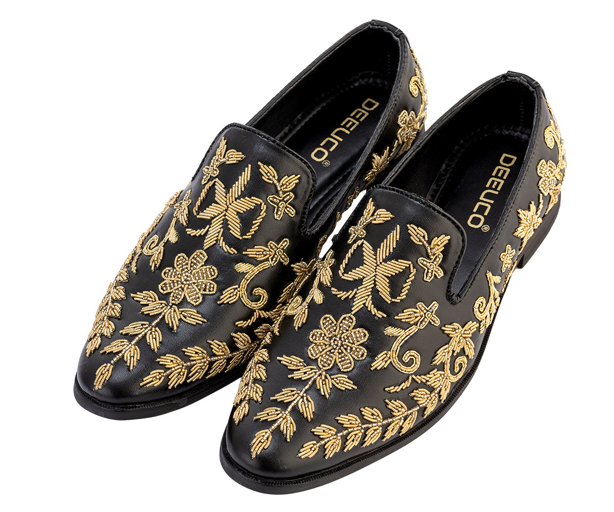 Deeuco Premium Black Hand Zardozi embroidery Jutti