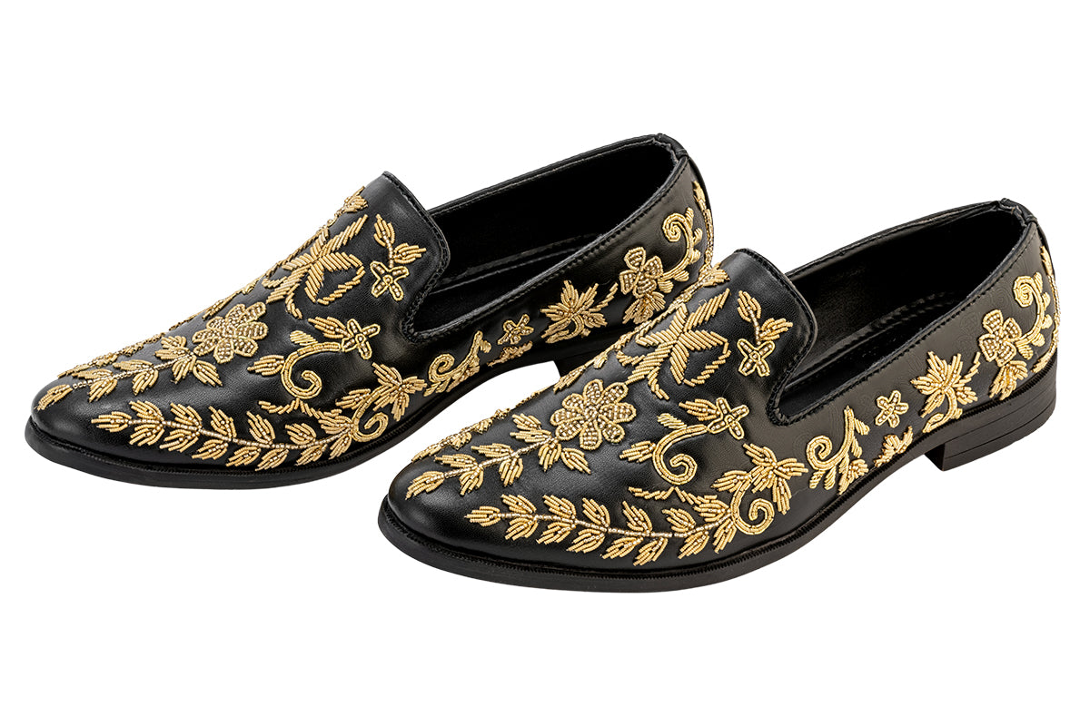 Deeuco Premium Black Hand Zardozi embroidery Jutti