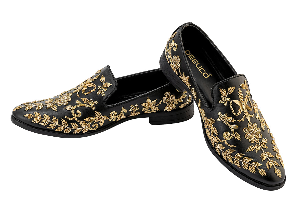 Deeuco Premium Black Hand Zardozi embroidery Jutti