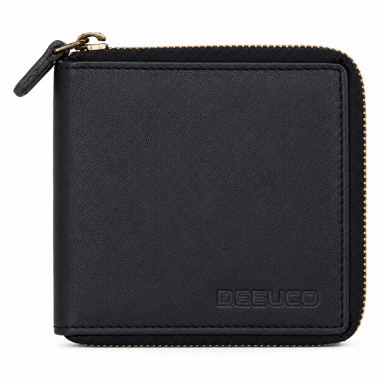 Deeuco Men's Black Genuine Leather Fully Zippered Bi-Fold Wallet | 6 Card Slots | Elegant Everyday Wallet