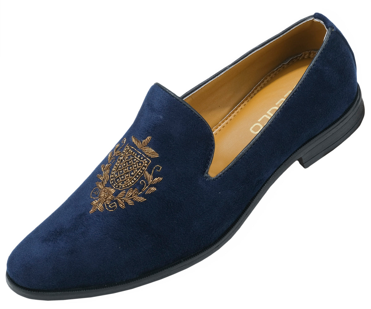 Deeuco Premium Navy Blue Velvet Hand Embroidered Jutti