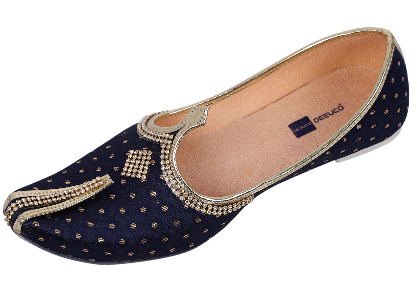 DEEUCO Men's Ethnic Navy Blue Wedding and Sherwani Jutti, Mojari