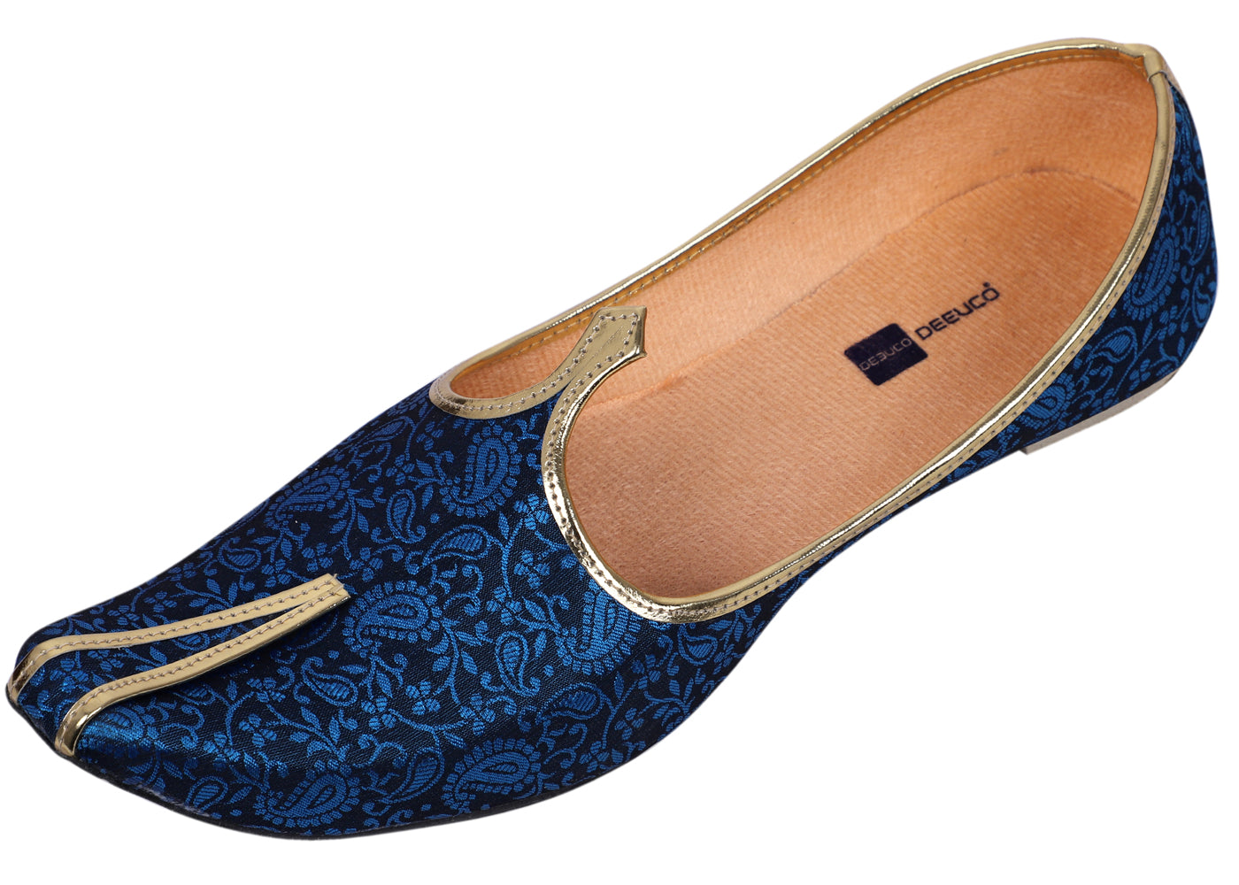 DEEUCO Men's Ethnic Navy Blue Wedding and Sherwani Jutti, Mojari