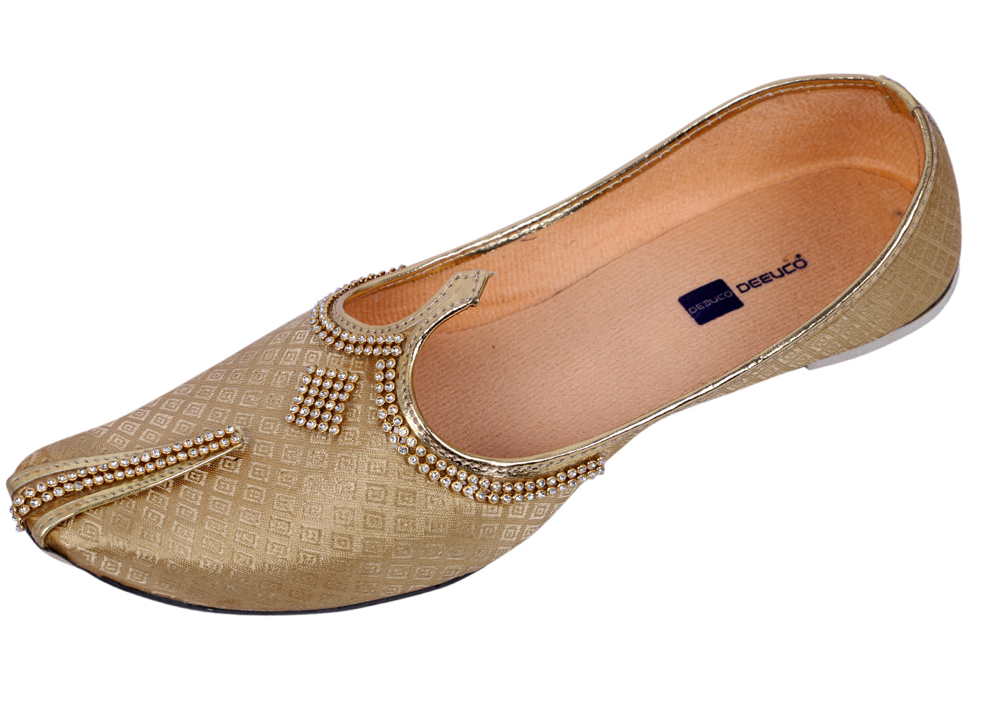 DEEUCO Men's Ethnic Royal Golden Wedding and Sherwani Mojari, Jutti