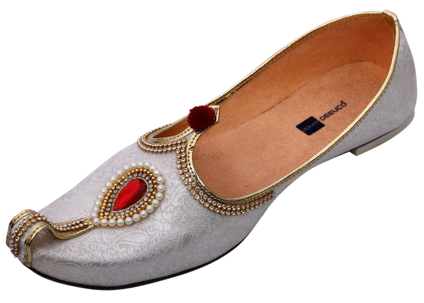 DEEUCO Men's Ethnic Cream Wedding and Sherwani Jutti, Mojari
