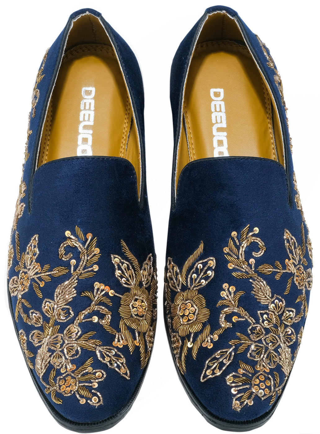 Deeuco Premium Navy Blue Velvet Zardozi embroidery Jutti