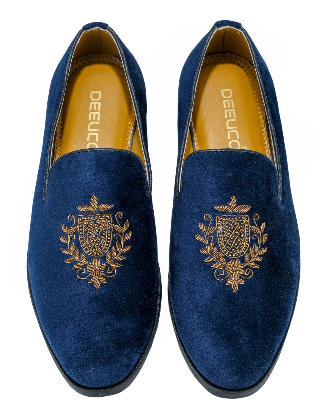 Deeuco Premium Navy Blue Velvet Hand Embroidered Jutti