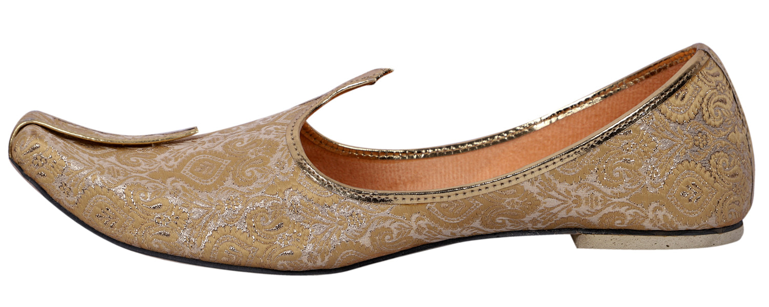 DEEUCO Men's Ethnic Royal Golden Wedding and Sherwani Jutti, Mojari