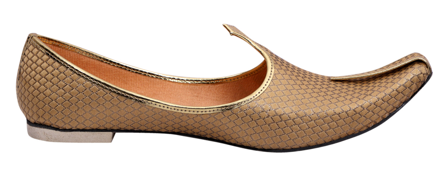 DEEUCO Men's Ethnic Golden Wedding and Sherwani Jutti, Mojari