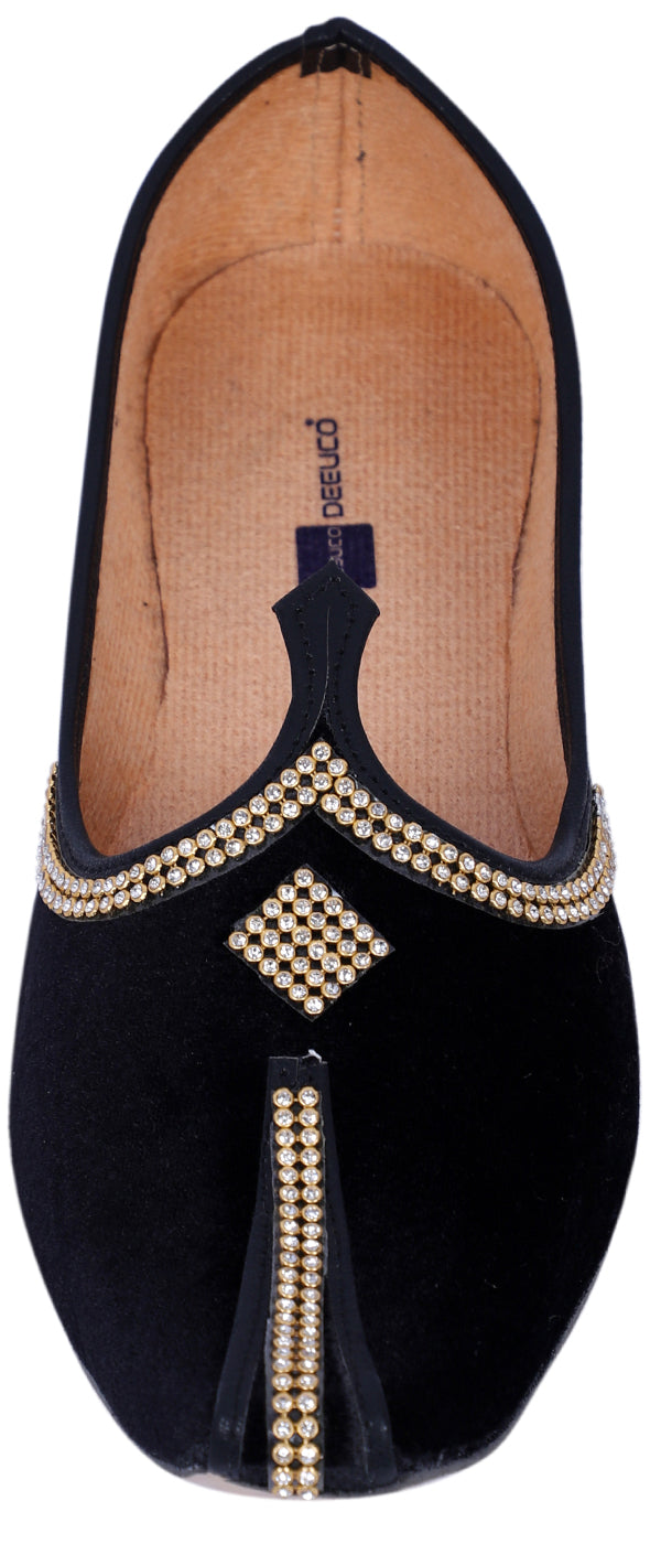 DEEUCO Men's Ethnic Black Wedding and Sherwani Jutti, Mojari