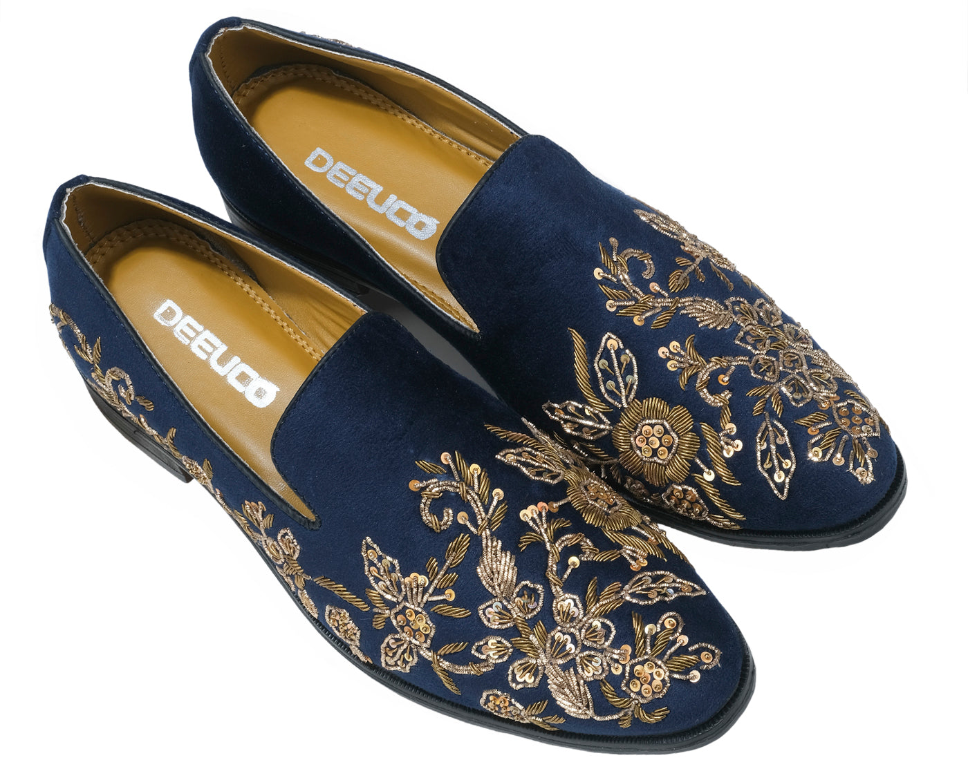 Deeuco Premium Navy Blue Velvet Zardozi embroidery Jutti