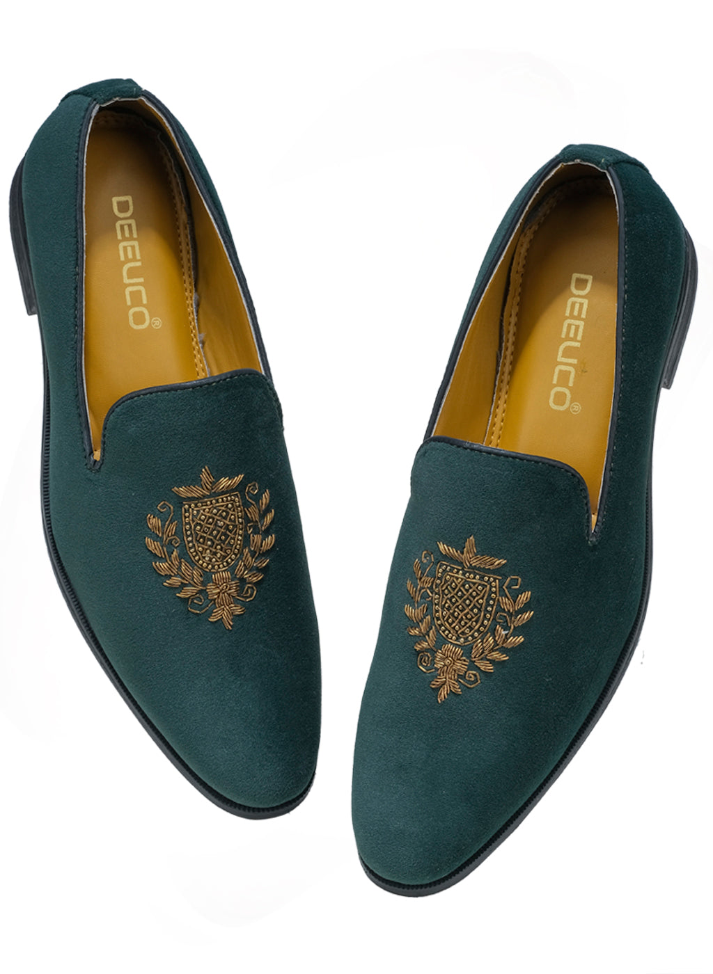 Deeuco Premium Hunter green Velvet Zardozi embroidery Jutti