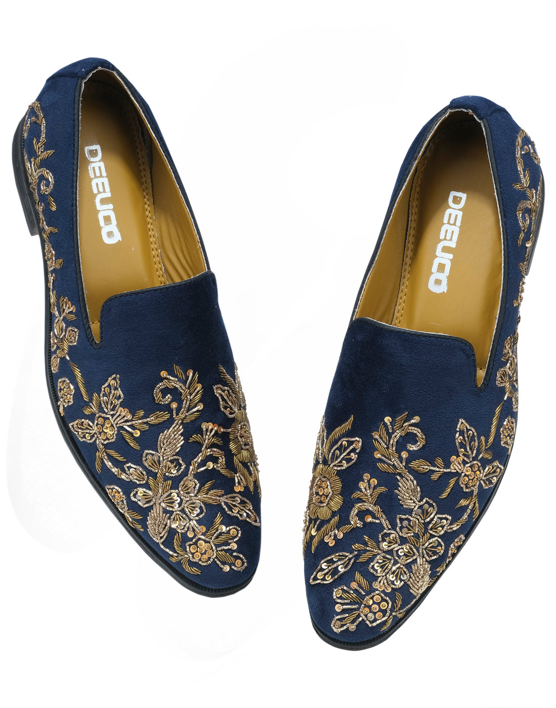 Deeuco Premium Navy Blue Velvet Zardozi embroidery Jutti