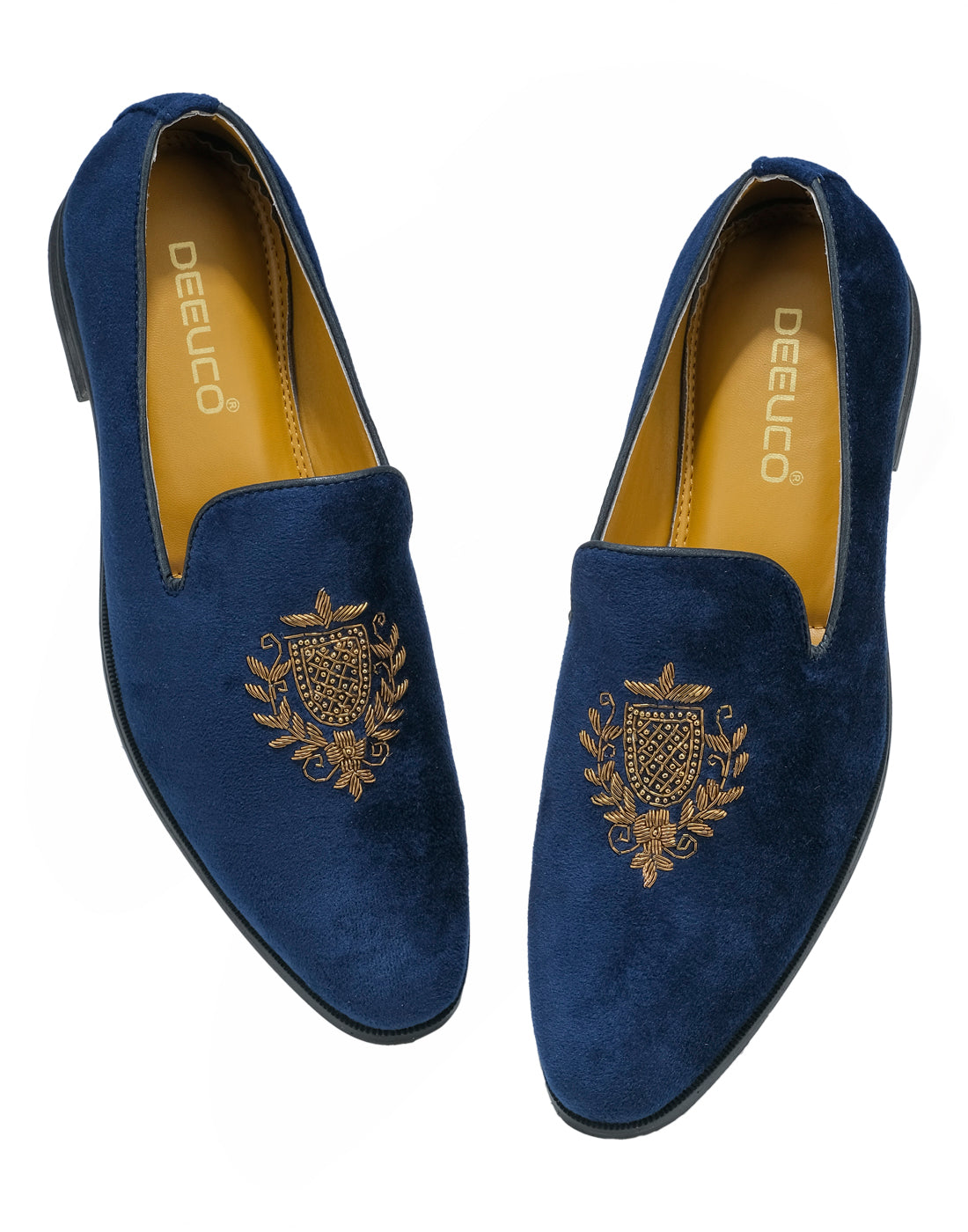 Deeuco Premium Navy Blue Velvet Hand Embroidered Jutti