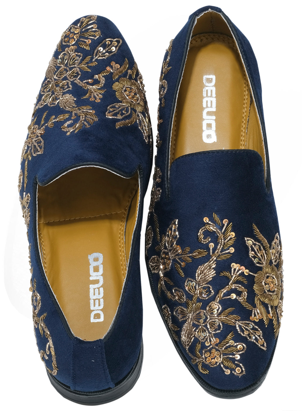 Deeuco Premium Navy Blue Velvet Zardozi embroidery Jutti