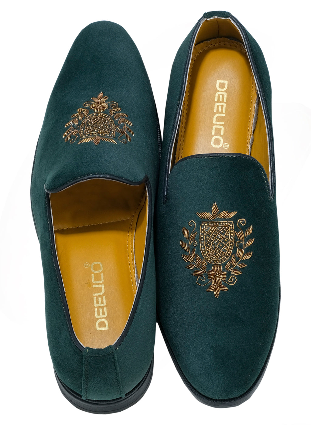 Deeuco Premium Hunter green Velvet Zardozi embroidery Jutti