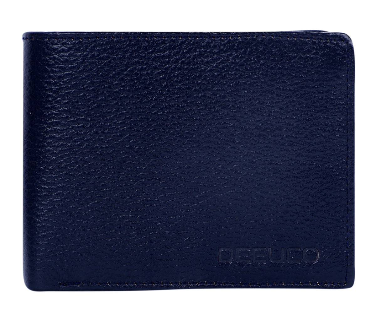 Deeuco Men's Premium Navy Blue Genuine Leather Wallet