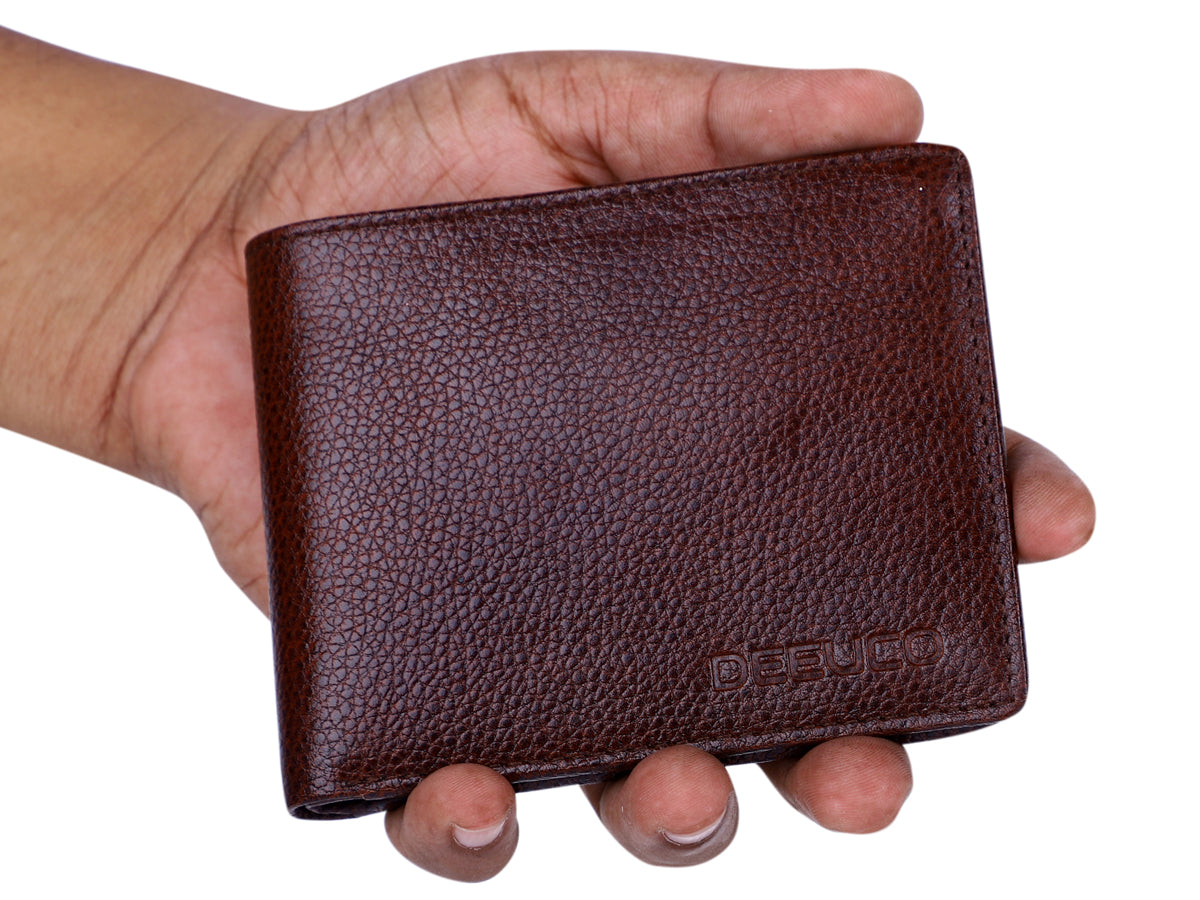 Deeuco Men's  Brown Genuine Leather Wallet