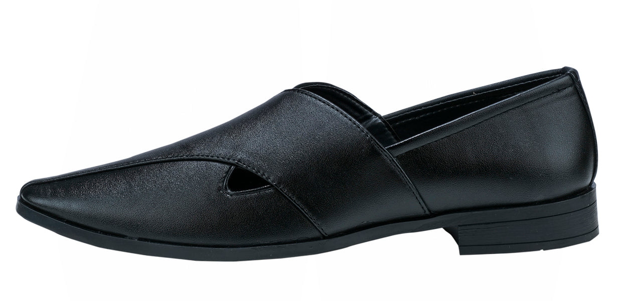 Deeuco Men's Criss-Cross Black Peshawari Sandals
