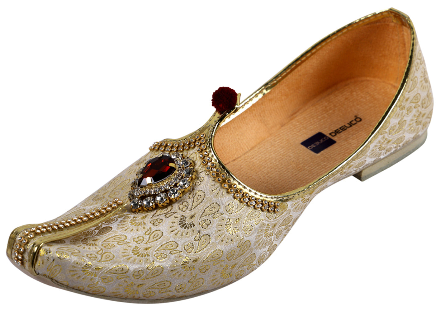 DEEUCO Men's Designer Stone Studded Wedding and Sherwani Jutti Mojari.