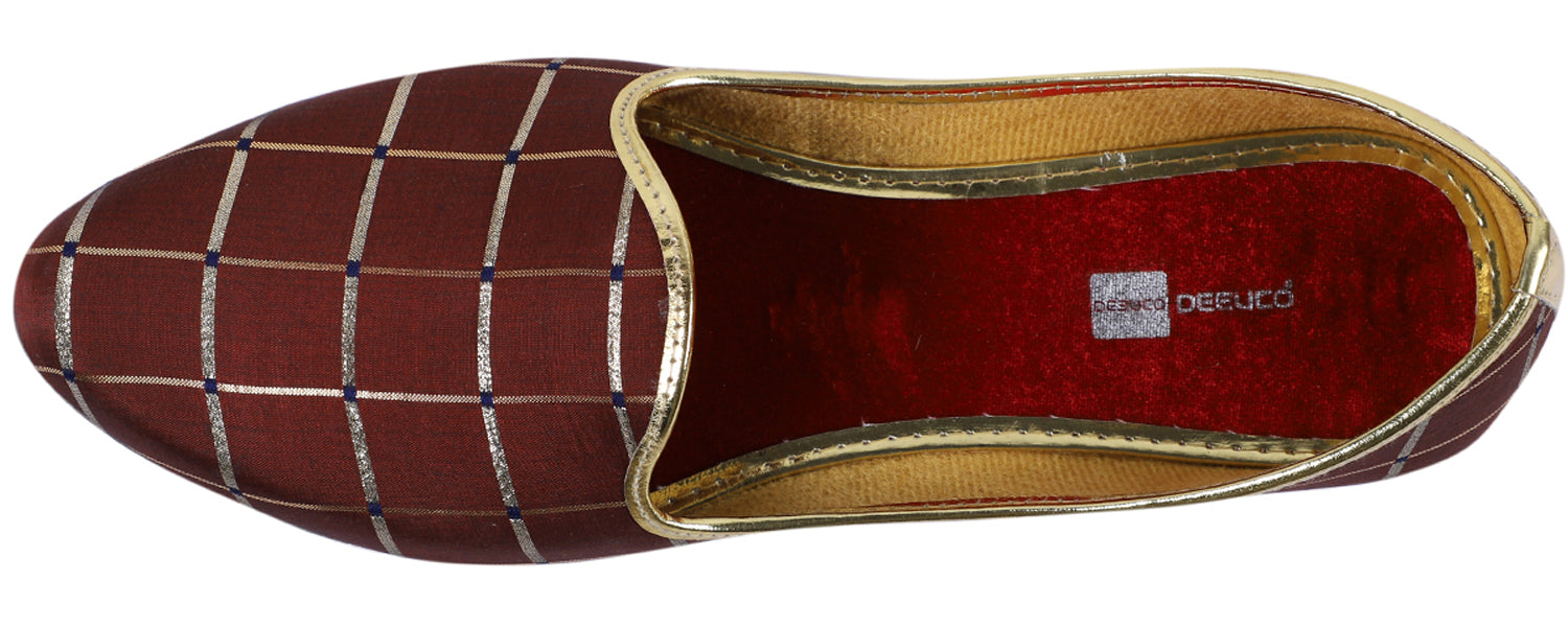DEEUCO Men's Ethnic Maroon Wedding and Sherwani Jutti,Mojari