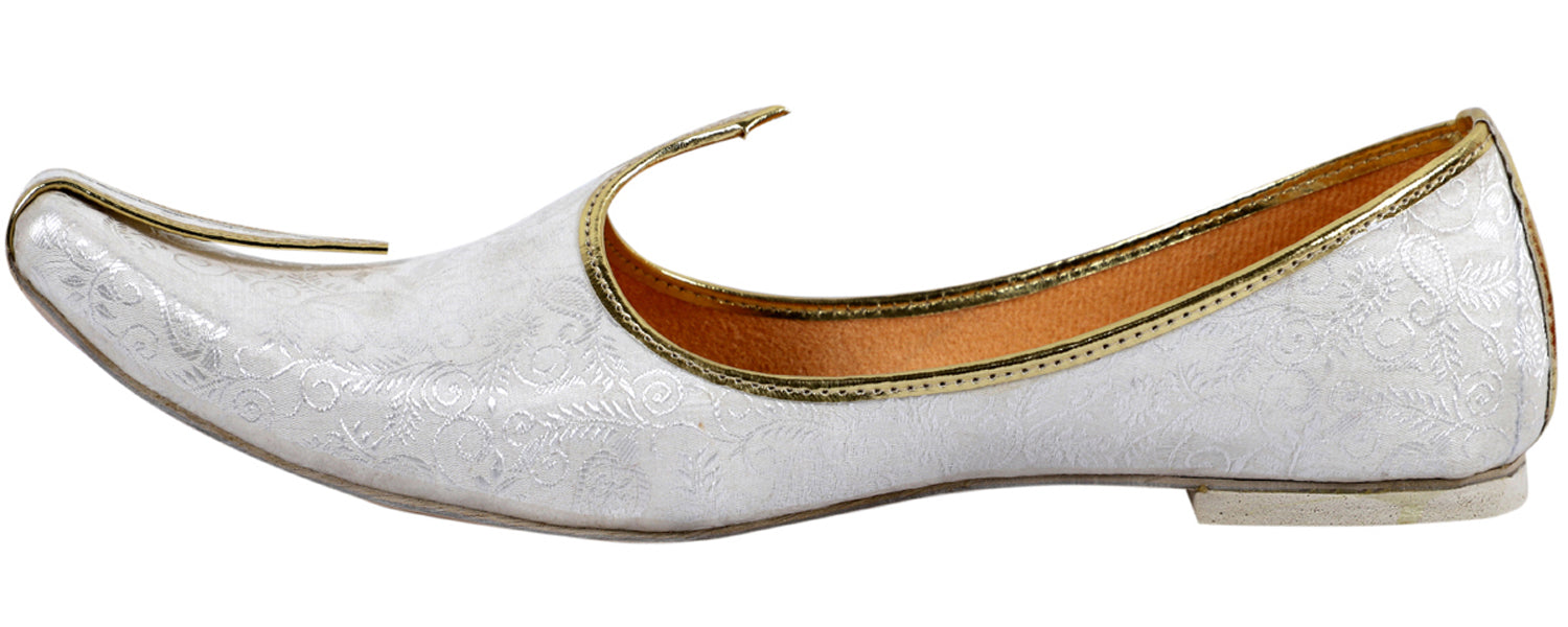 DEEUCO Men's Ethnic Cream Plain Wedding and Sherwani Jutti,Mojari