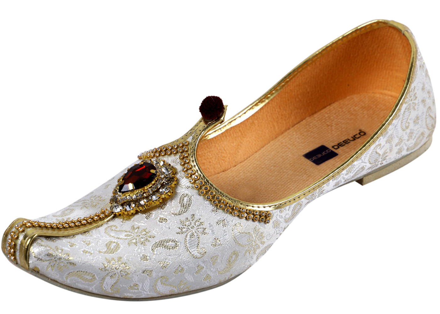 DEEUCO Men's Designer Stone Studded Wedding and Sherwani Jutti Mojari.