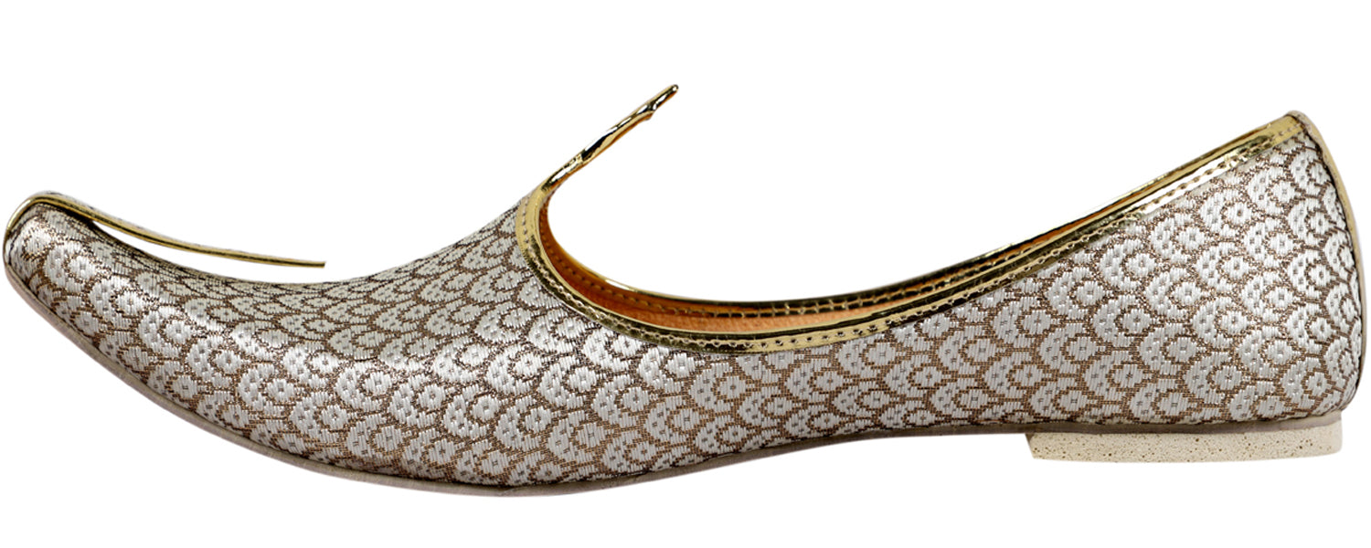 DEEUCO Men's Ethnic Golden Designer Wedding and Sherwani Jutti,Mojari