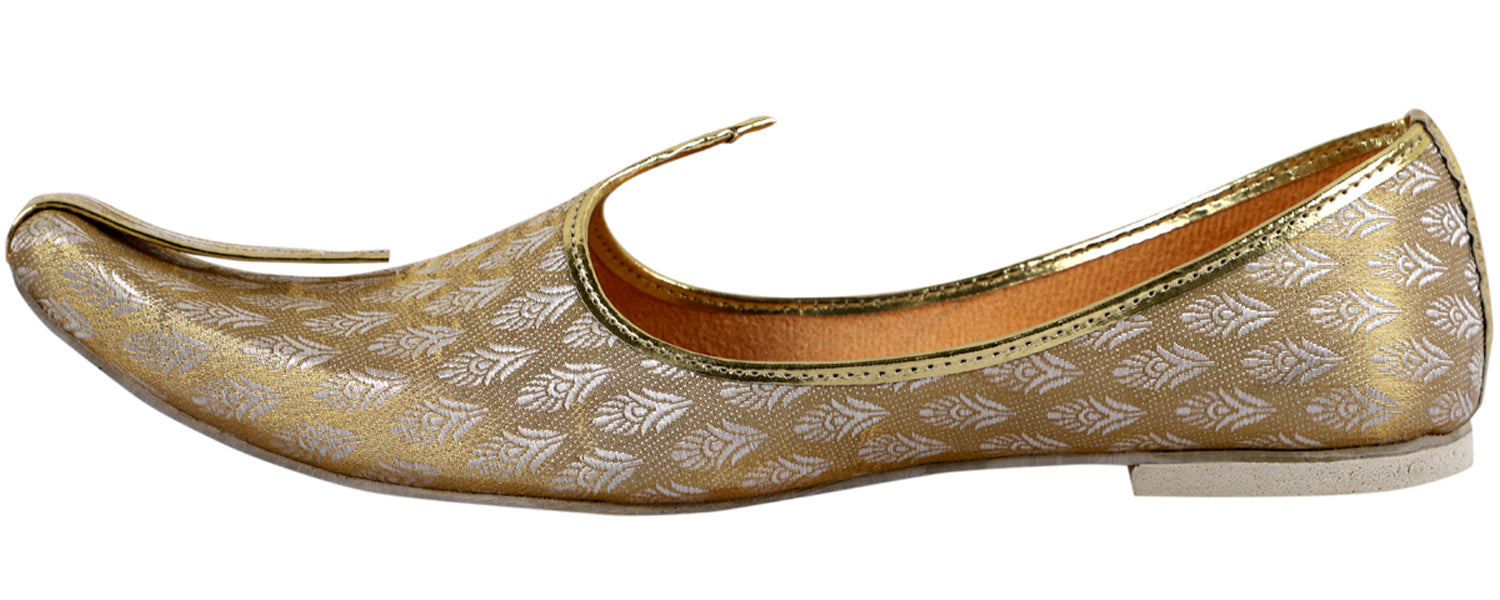 DEEUCO Men's Traditional Golden Wedding and Sherwani Jutti,Mojari