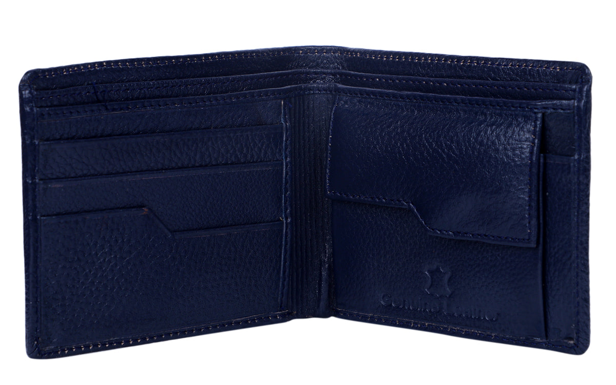 Deeuco Men's Premium Navy Blue Genuine Leather Wallet