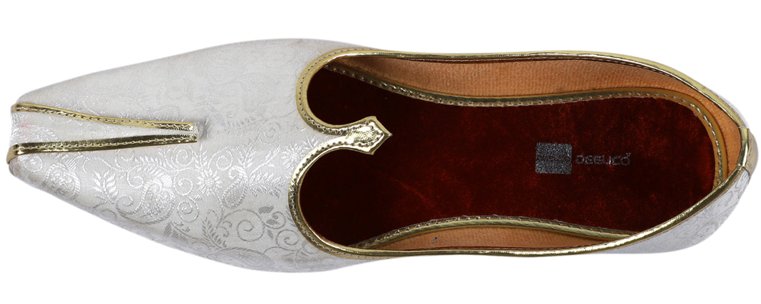 DEEUCO Men's Ethnic Premium Cream Wedding and Sherwani Jutti,Mojari