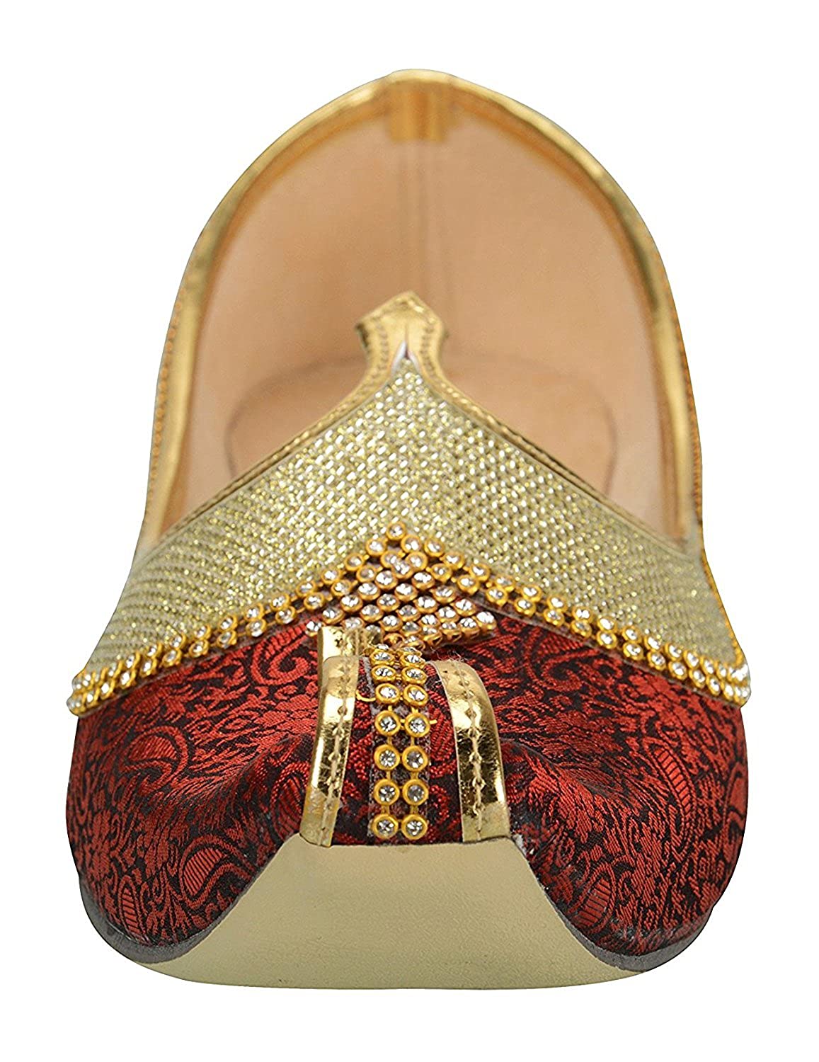 DEEUCO Traditional Stone Fitted Designer Fabric Wedding and Sherwani Jutti and Mojari