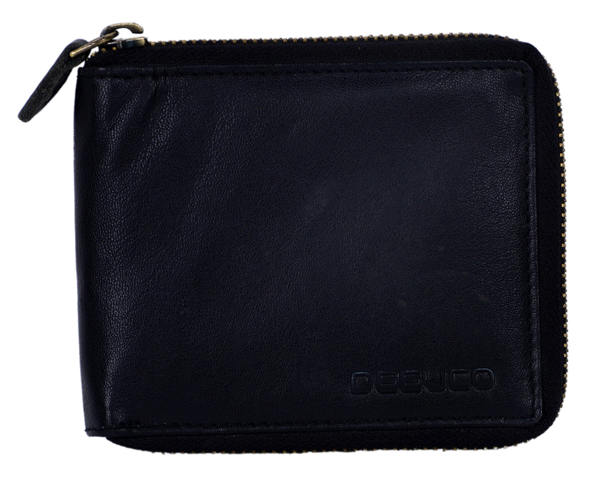 Deeuco Men's Black Genuine Leather Wallet