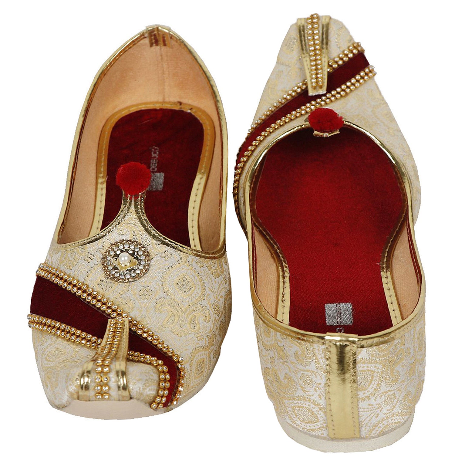 DEEUCO Men's Ethnic Golden and Maroon Wedding and Sherwani Jutti, Mojari