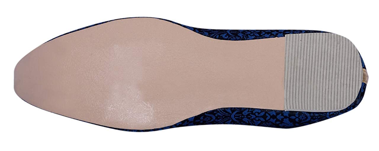 DEEUCO Men's Traditional Wedding and Sherwani Jutti/Mojari (Blue)