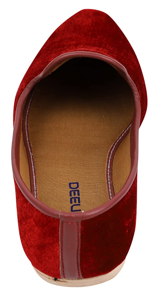 DEEUCO Ethnic Men's Maroon Velvet Boot