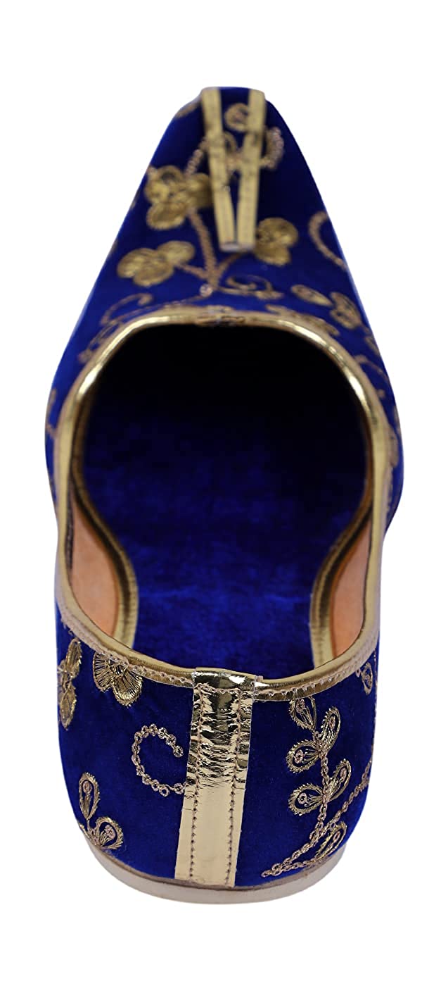 DEEUCO Men's Traditional Royal blue Premium Embroider Wedding and Sherwani Jutti,Mojari