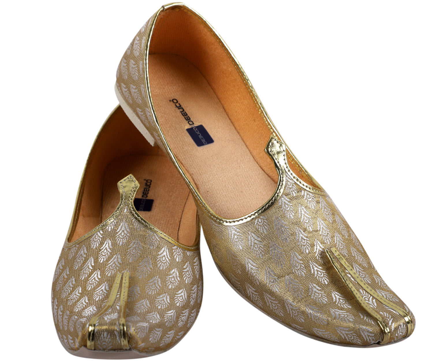 DEEUCO Men's Traditional Golden Wedding and Sherwani Jutti,Mojari