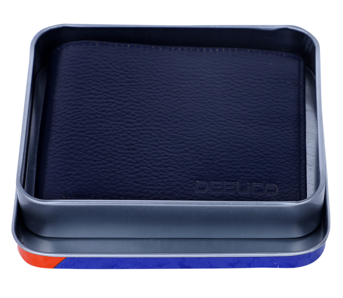 Deeuco Men's Premium Navy Blue Genuine Leather Wallet