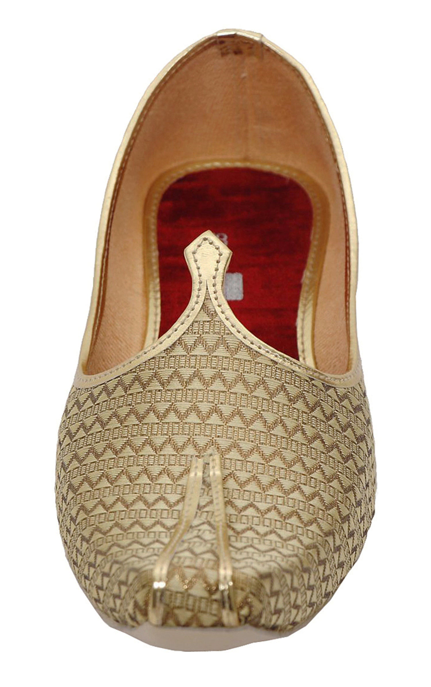 DEEUCO Men's Ethnic Cream with Golden Wedding and Sherwani Jutti, Mojari