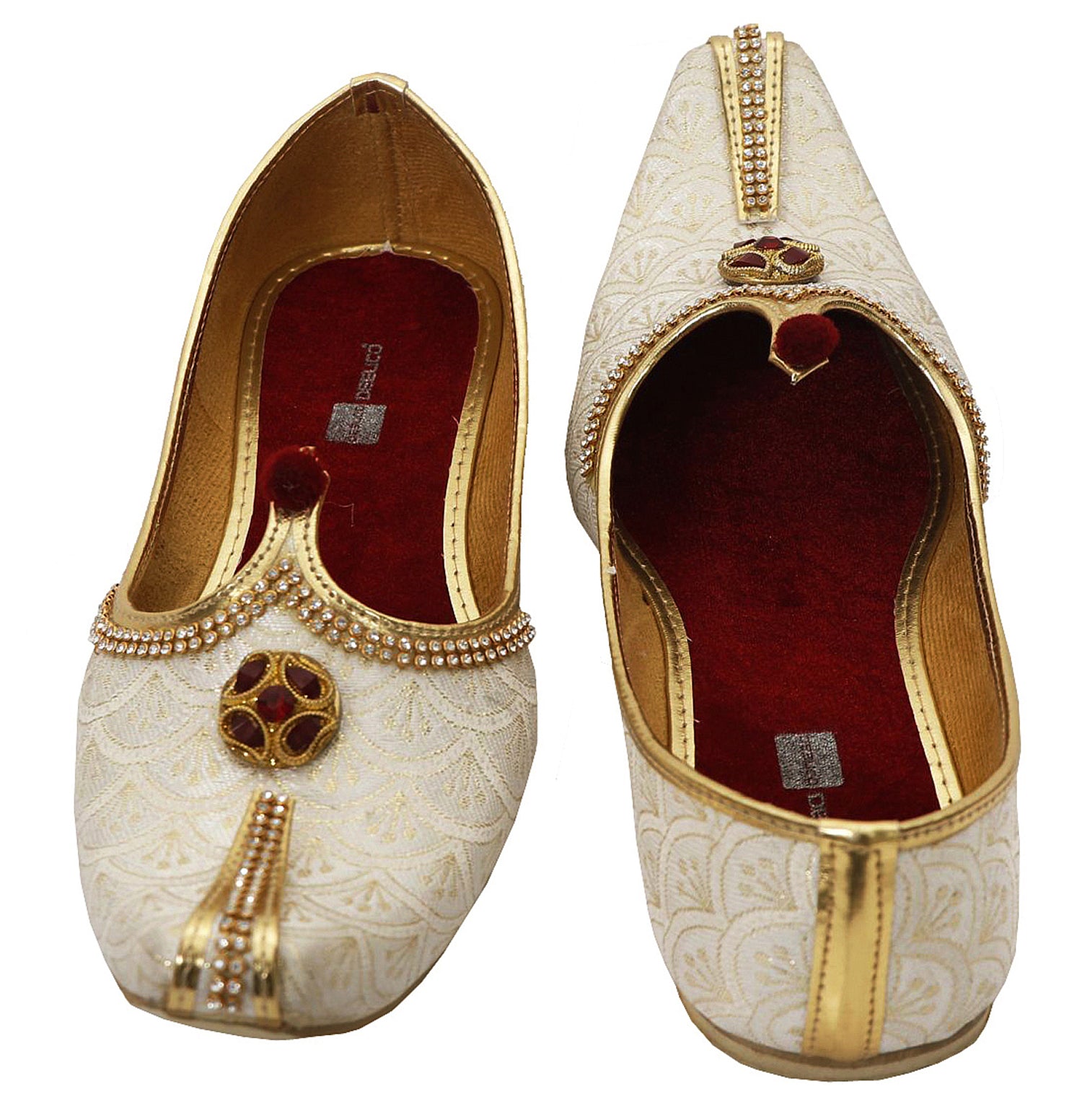 DEEUCO Men's Ethnic Premium Designer Cream Wedding and Sherwani Jutti, Mojari